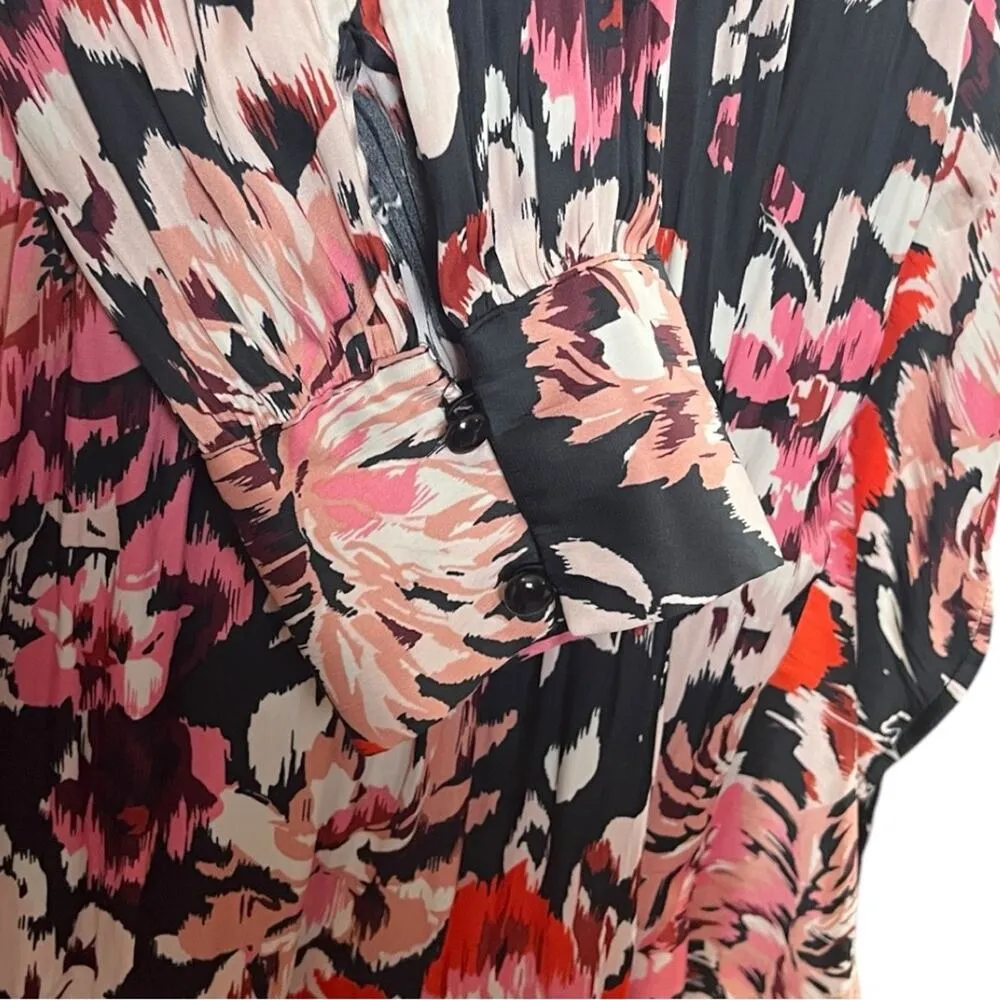 Lane Bryant Maxi Dress Faux Wrap Shawl Black Pink Floral Satin Women’s Size 18 - Image 13