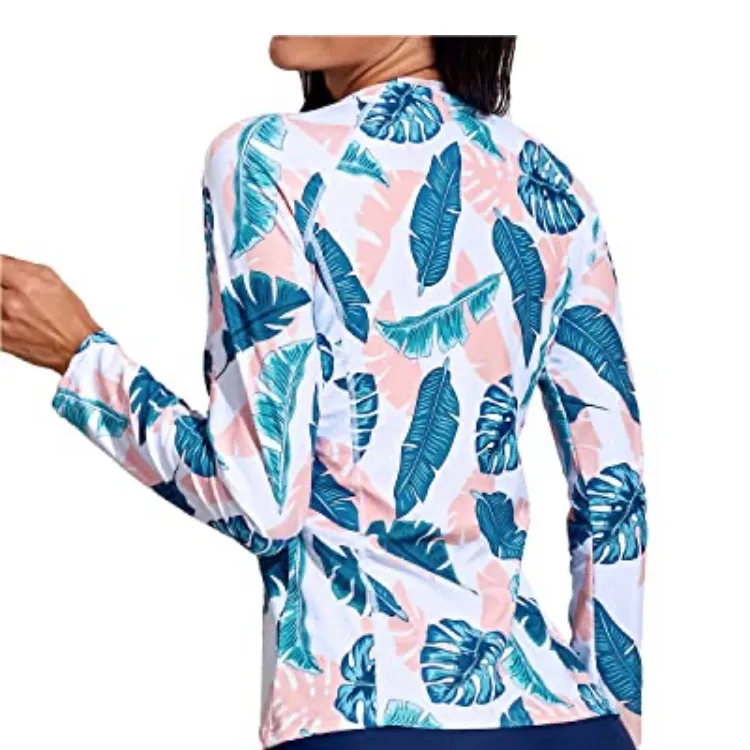 NWT DACI Women's Long Sleeve Rash Guard Bathing Suit Zipper, XXL Blue - Image 4