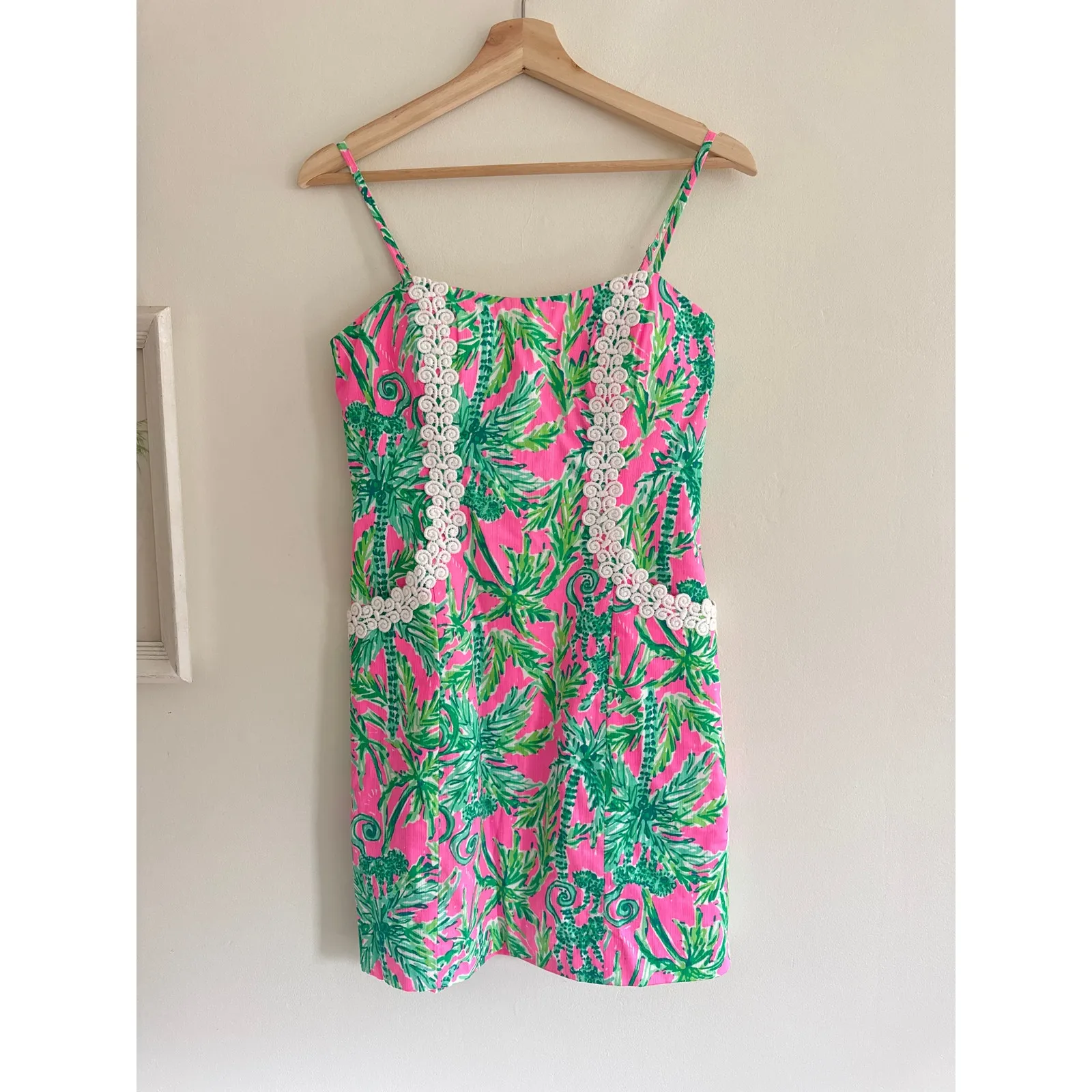 LILLY PULITZER Shelli Stretch Dress in Floral Palm Hanging Around Size 4 - Image 5