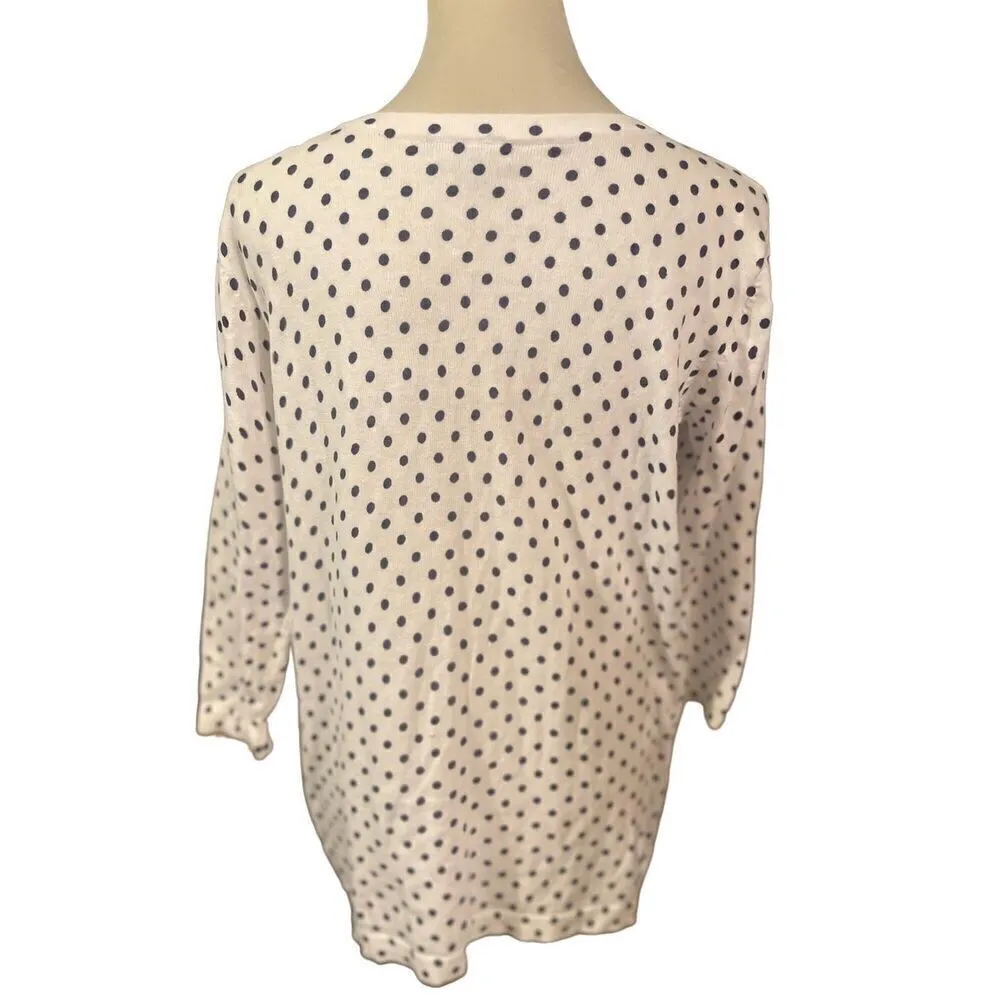 Laura Scott Lightweight White with Black Polka Dots Long Sleeve 100% Cotton Card - Image 3