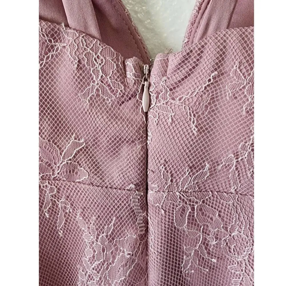 Lulus Fueled by Love Mauve Purple Lace Skater Dress Medium NWT - Image 9