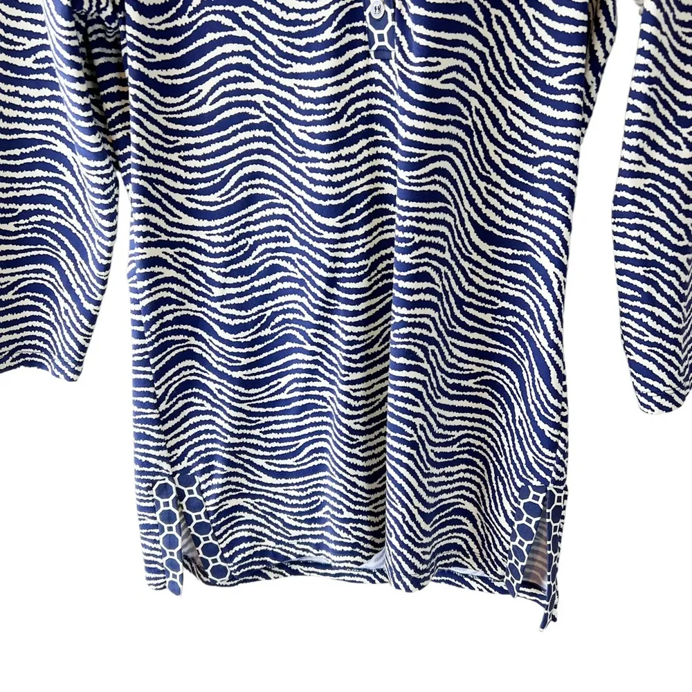 J. McLaughlin  Womens Blue Catalina Cloth 3/4 Sleeve V-Neck Top Blouse Tunic Small - Image 6