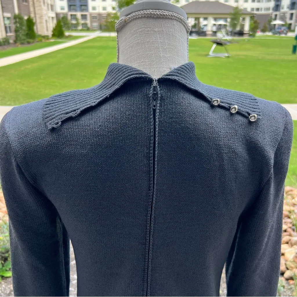 St. John Grey Long Sleeve High Neck Dress - Image 5