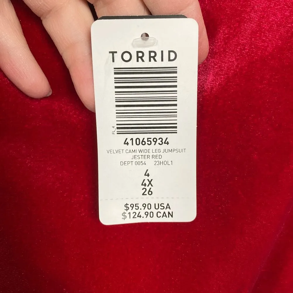Torrid Red Velvet Cami Wide Leg Jumpsuit Sz.4 NWT - Image 10