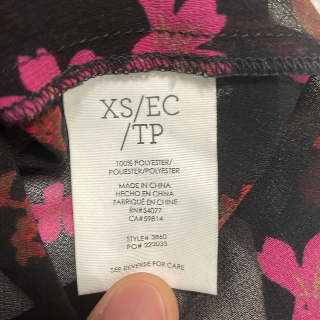 CAbi Style #3860 Candlelight Floral Sheer Long Sleeve Elastic Cuff Blouse Sz XS - Image 9