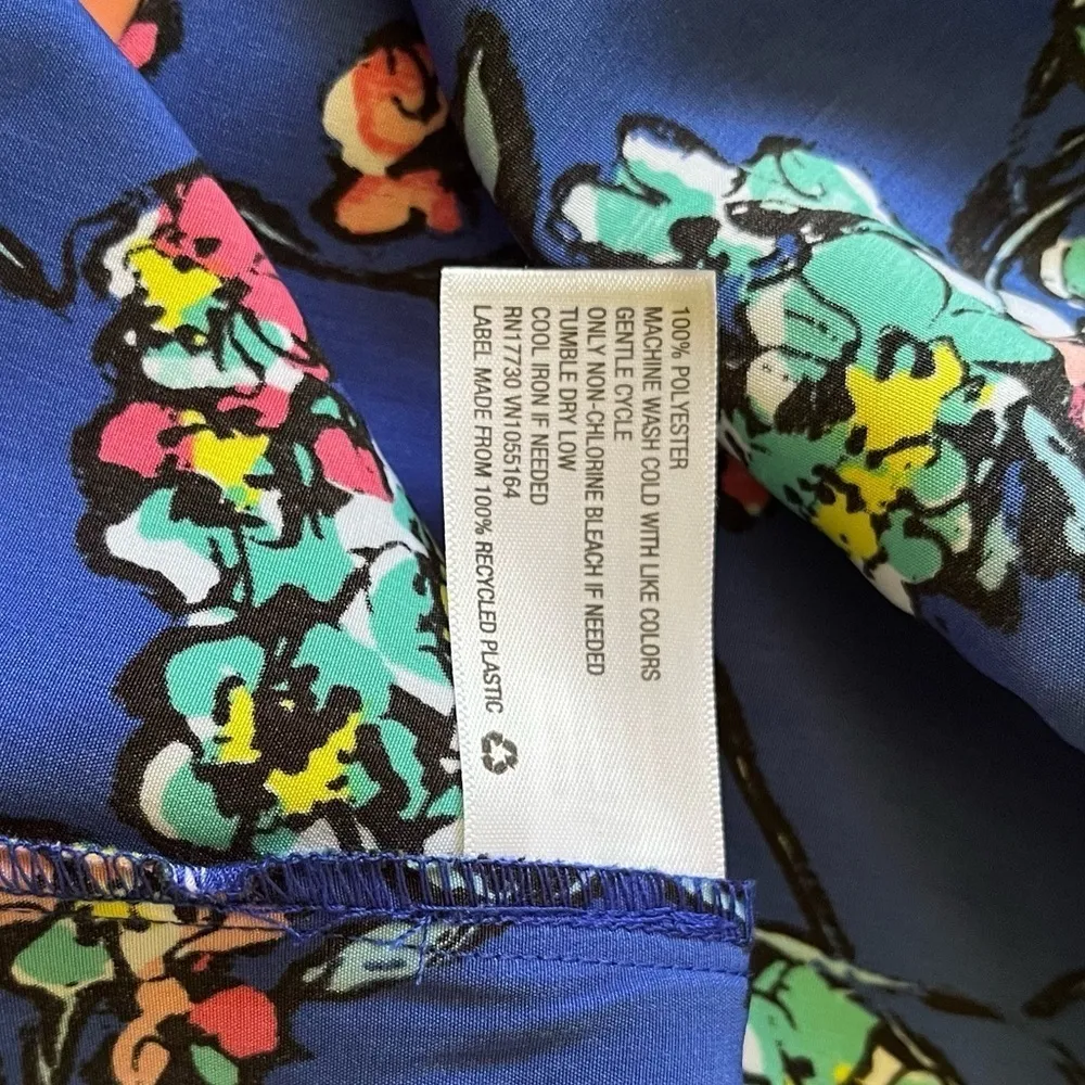 Merona lapis blue multicolor floral print ruffle sun dress with detachable sash - Image 3