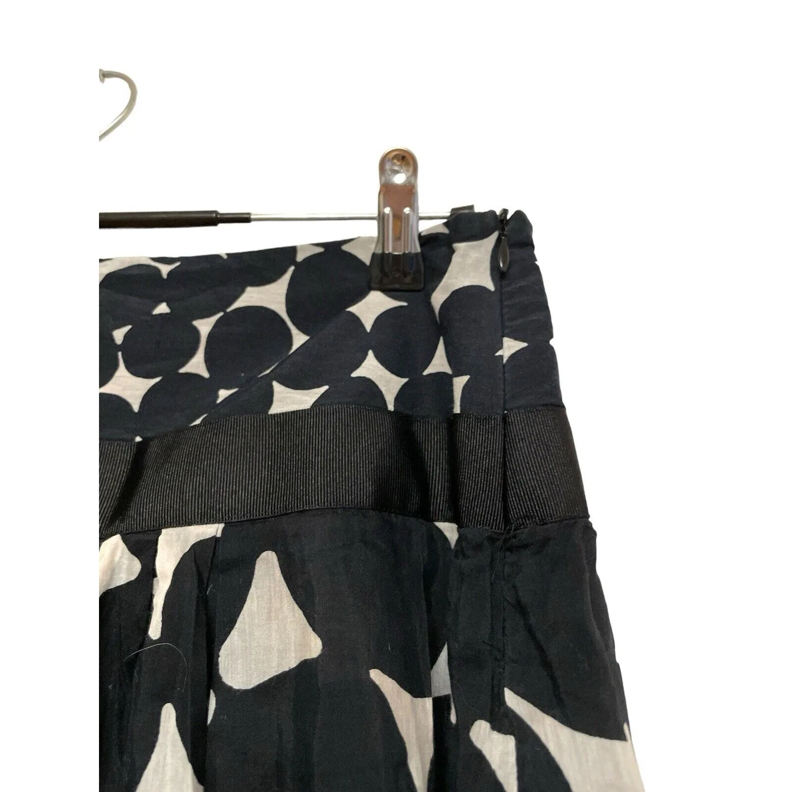 Zara Basic Silk Cotton Midi Skirt Size Large Pleated Black White Dot Flowy READ‎ - Image 4