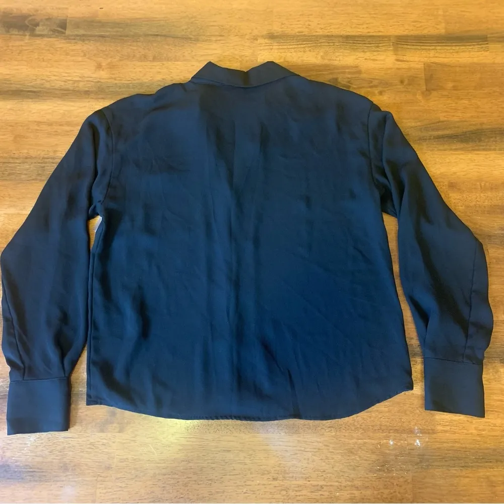 Worthington XS NWT 1 pocket button up sheer black dress blouse shirt long sleeve - Image 7