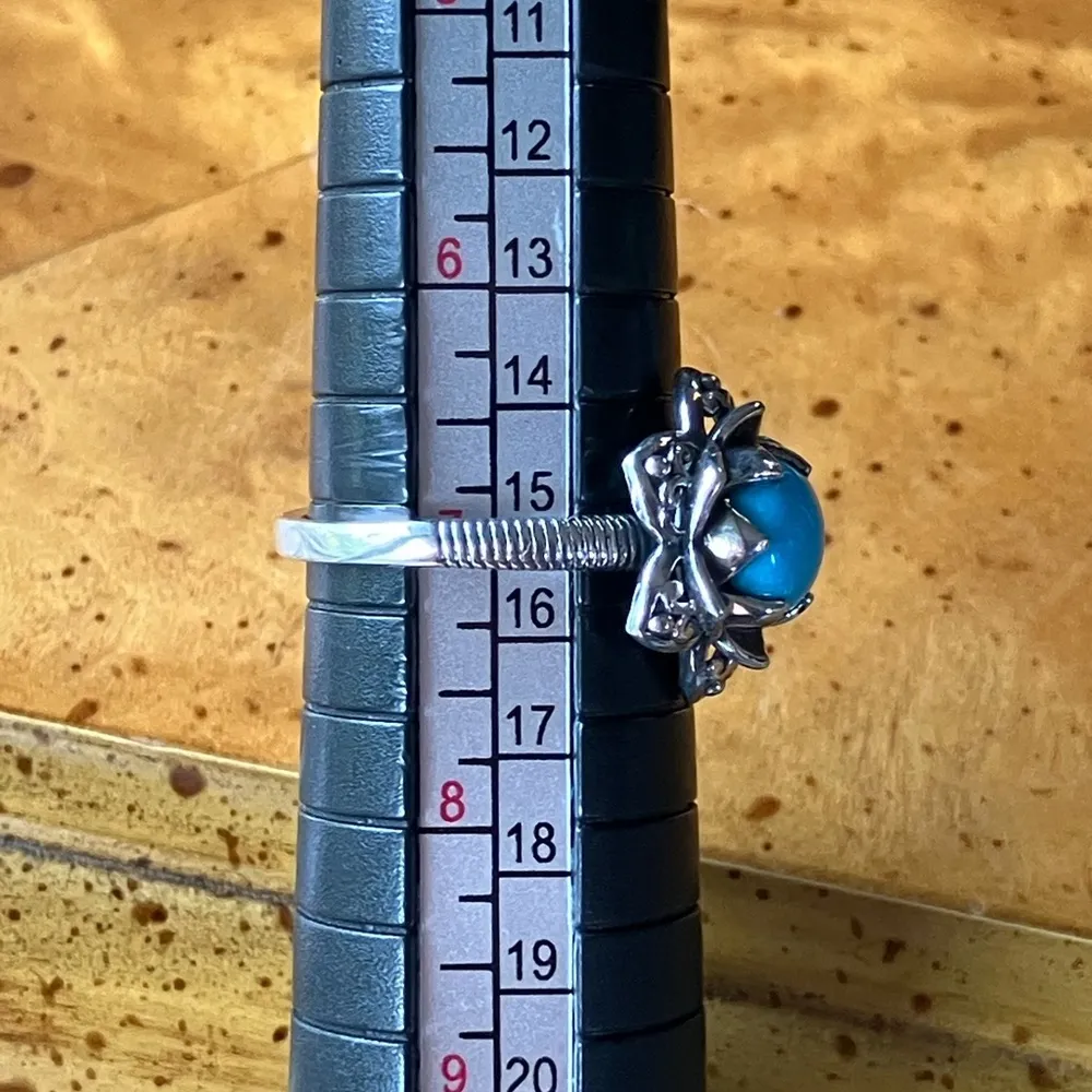 Sleeping Beauty Turquoise Sterling Silver Lotus Ring - Image 7