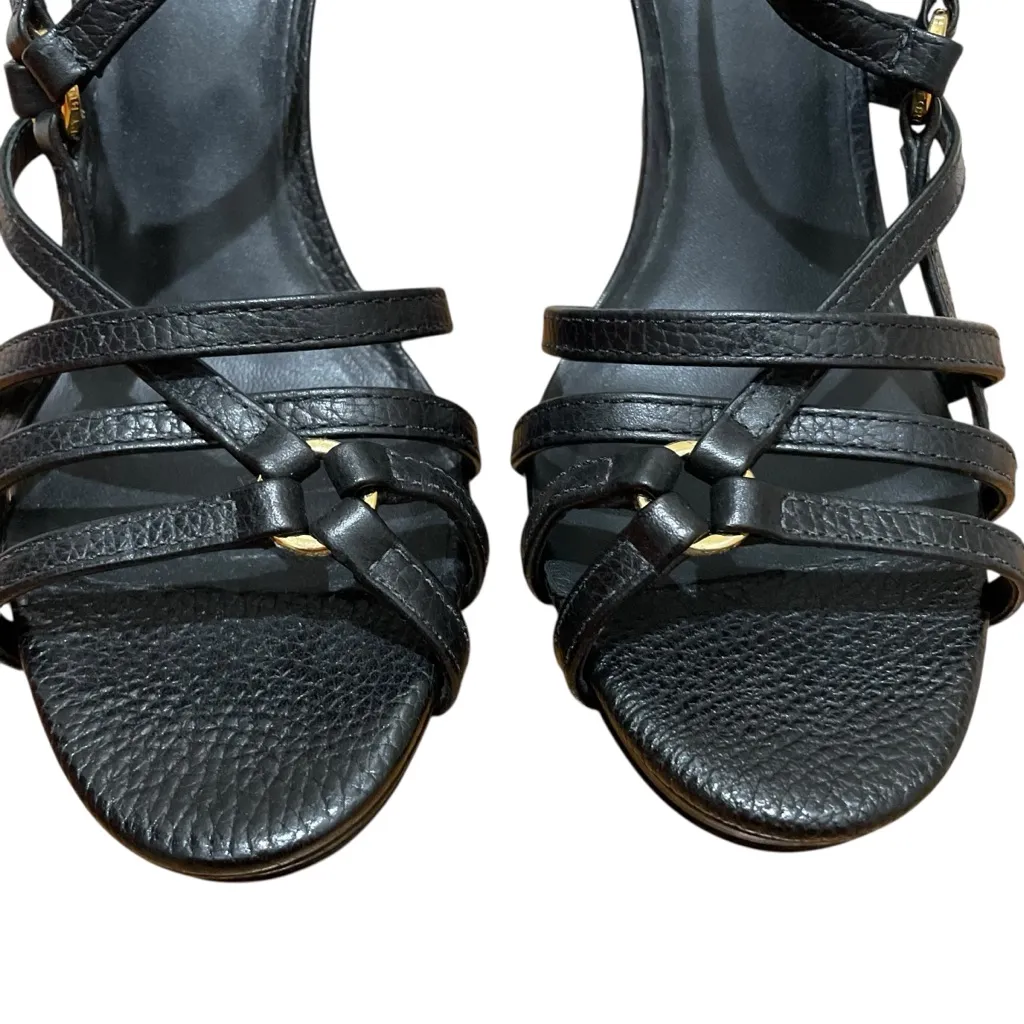 Tory Burch Elizabella Tumbled Leather Heels Black Womens Size 10 - Image 5