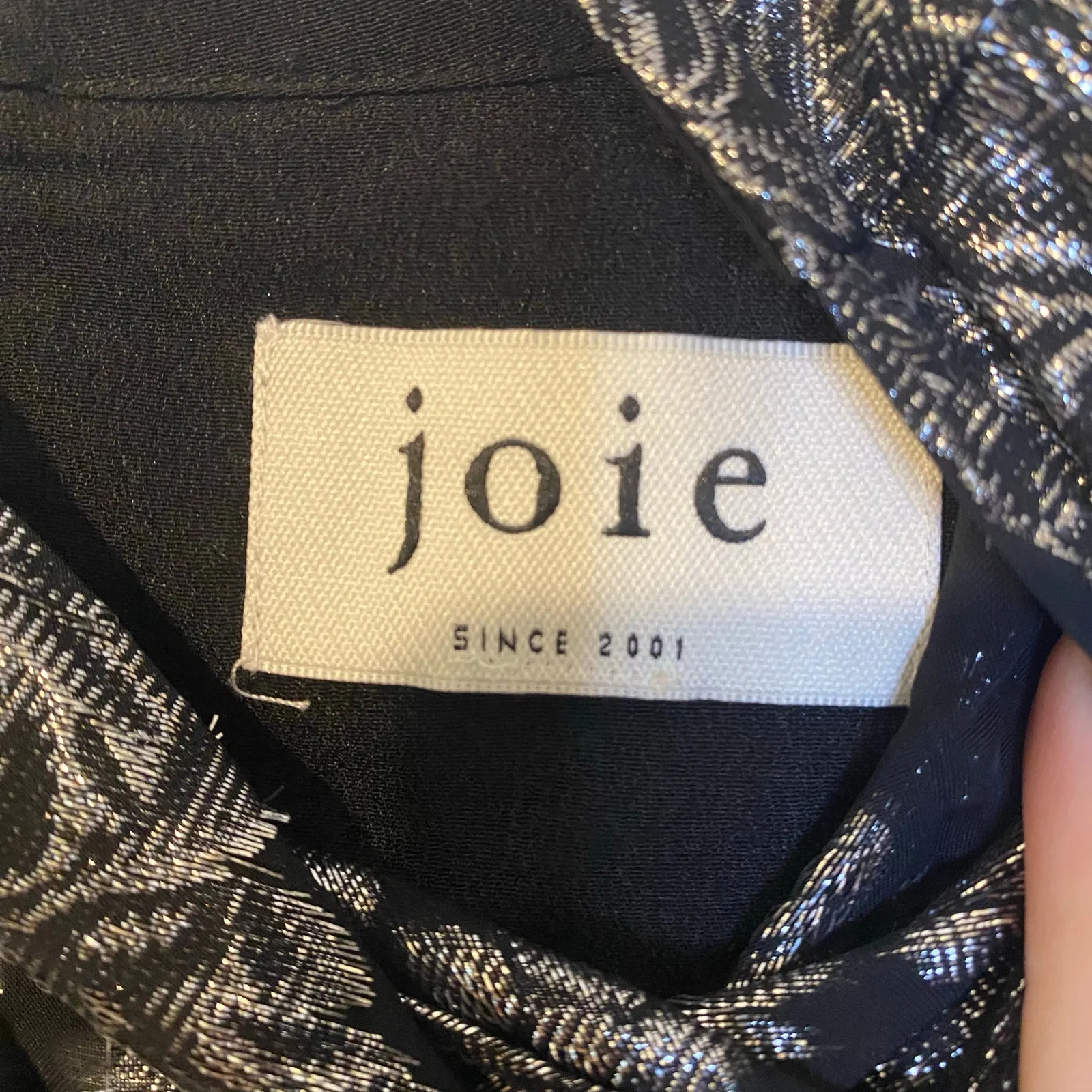 Joie Nori Black Sparkly Metallic Silver Mini Party Dress Size Small - Image 8