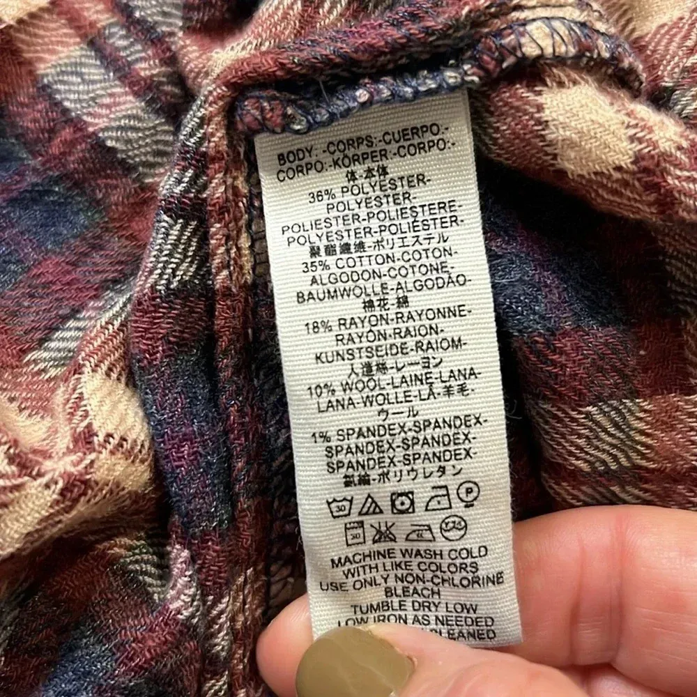 Free People Plaid Northern Bound Flannel Henley top size XS - Image 9