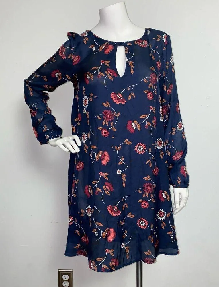 NWT Cupcakes & Cashmere Long Sleeve Floral Boho Keyhole Dress Women's Size S - Image 2