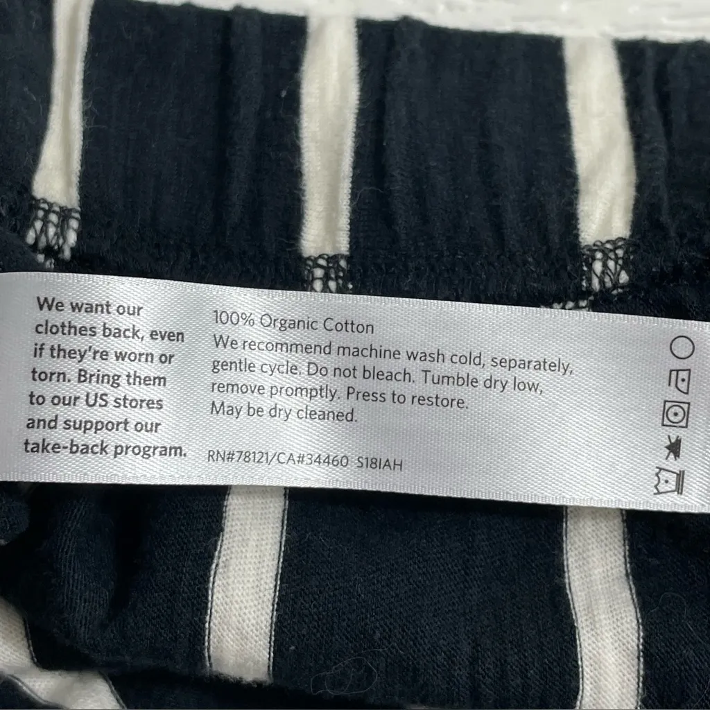 Eileen Fisher  Large Black White Stripe Jersey Pull On Cropped‎ Wide Leg Pants - Image 11