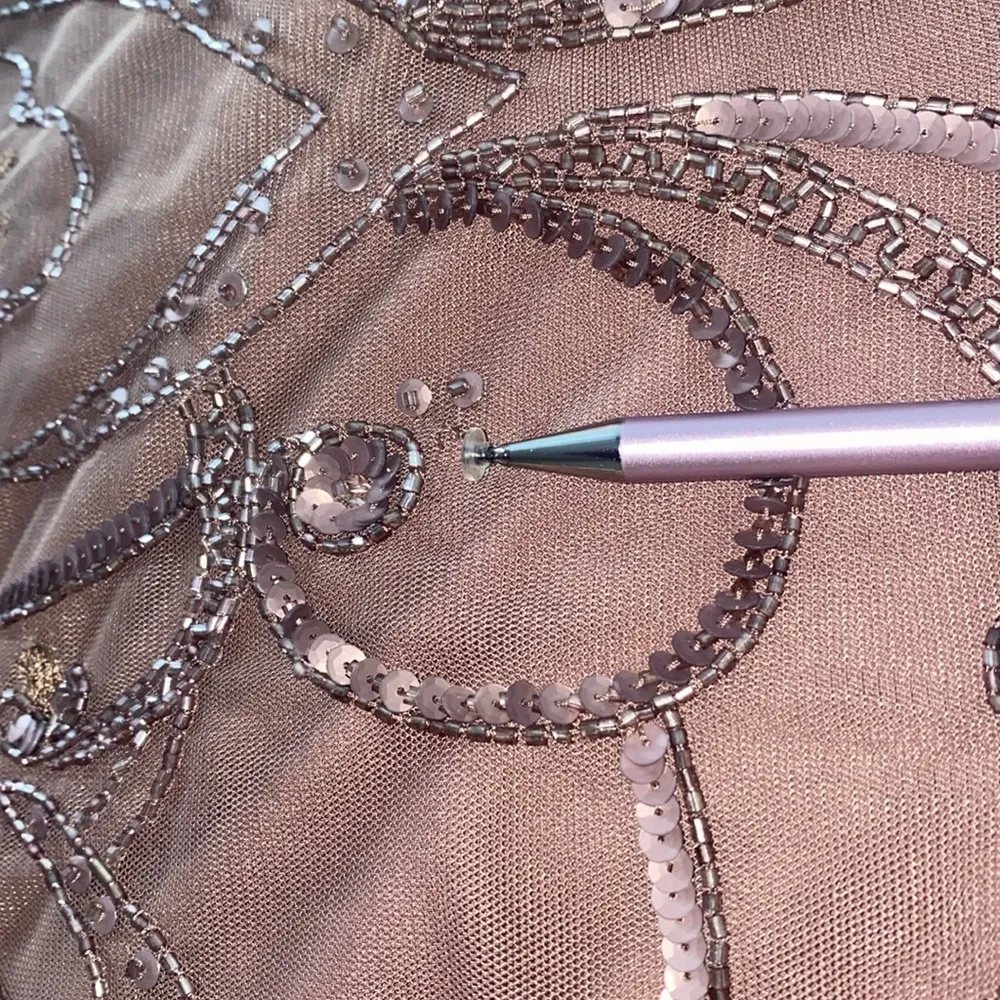 Aidan Mattox 8 Illusion Beaded Dress Dull Purple Sequin Embellished Midi Dress - Image 13