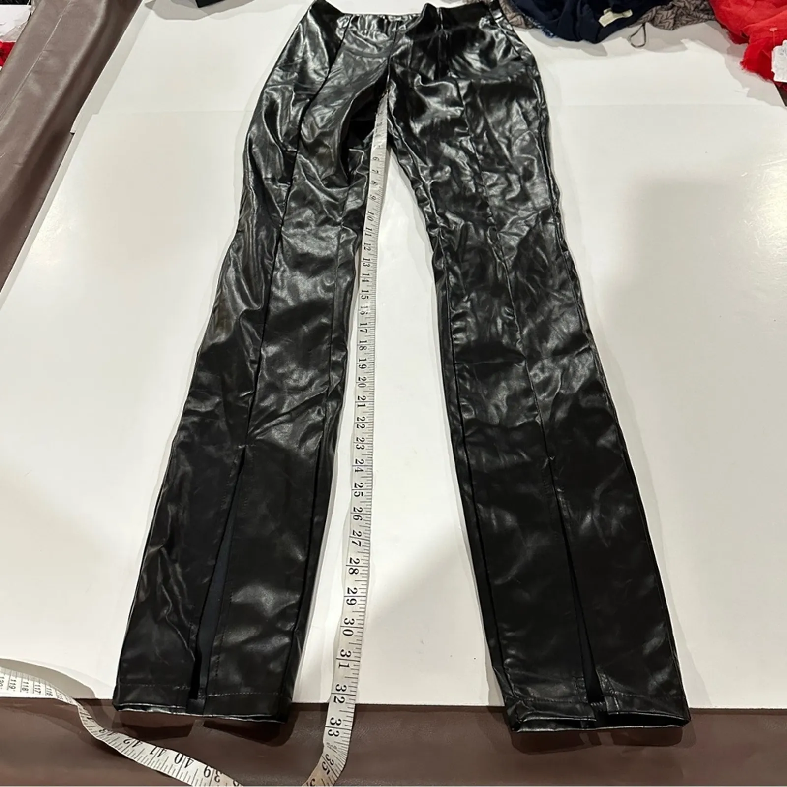 SBetro Suzanne Betro Faux Leather Front Slit Skinny Pants Size S‎ - Image 12