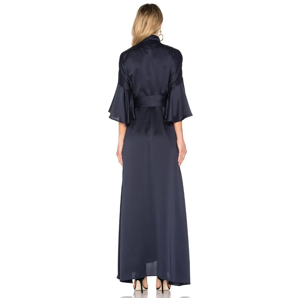 NWT GM Studio The Coyote in Night Blue Bell Sleeve Wrap Maxi Dress L $350 Size L - Image 3