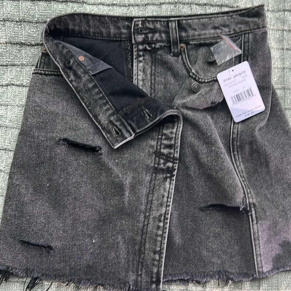 We The Free Gray Black Asymmetrical Skater Mini Skirt - Image 5