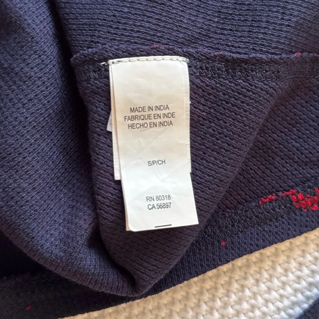 LUCKY BRAND Woven Navy & Red Fair Isle Knit Top Lightweight Thermal Tee - Image 8