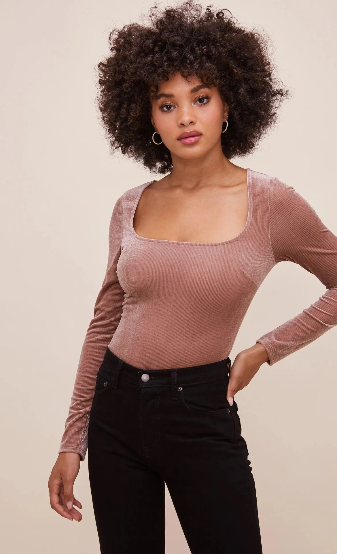 The Label Mauve Velvet Bodysuit - Image 2