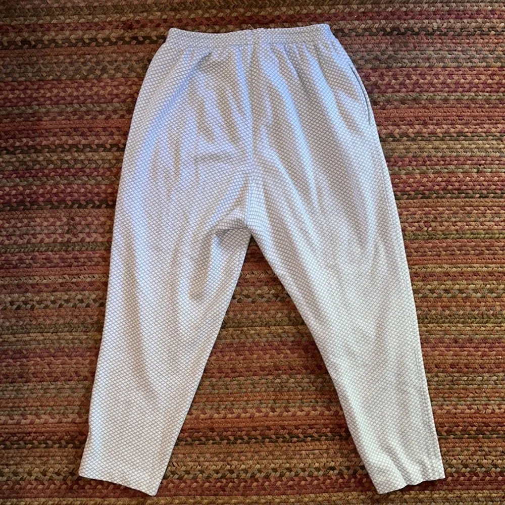 VINTAGE BLAST BLUE FISHNET PATTERN ELASTIC PULL ON CASUAL PANTS Size L - Image 4