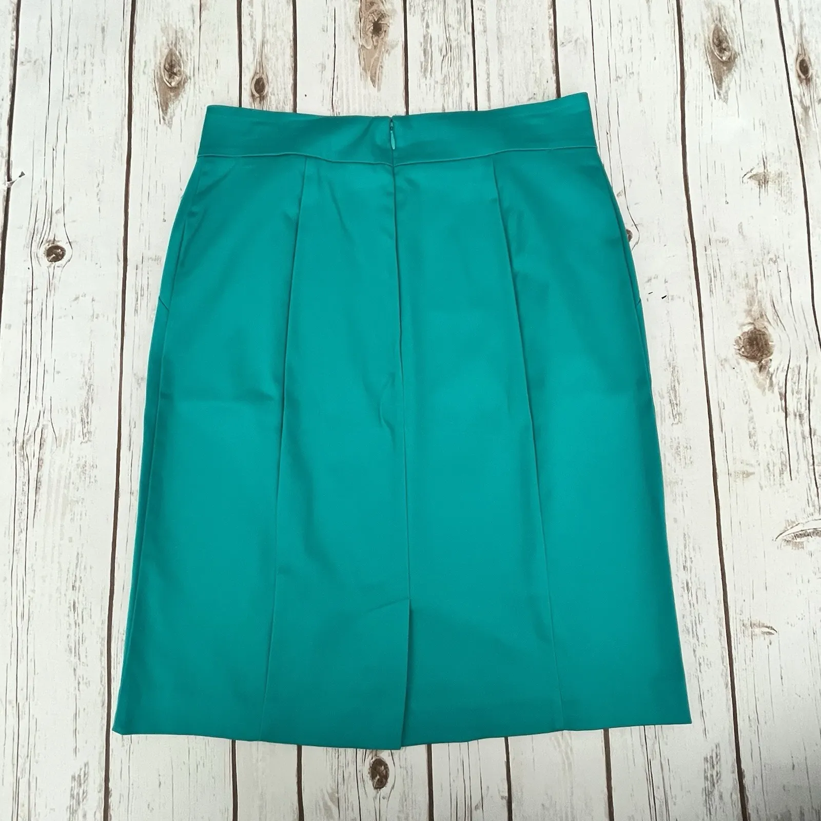 Worthington Pencil Skirt Women 10 M Teal Blue Straight Preppy Cotton Work Career - Image 4