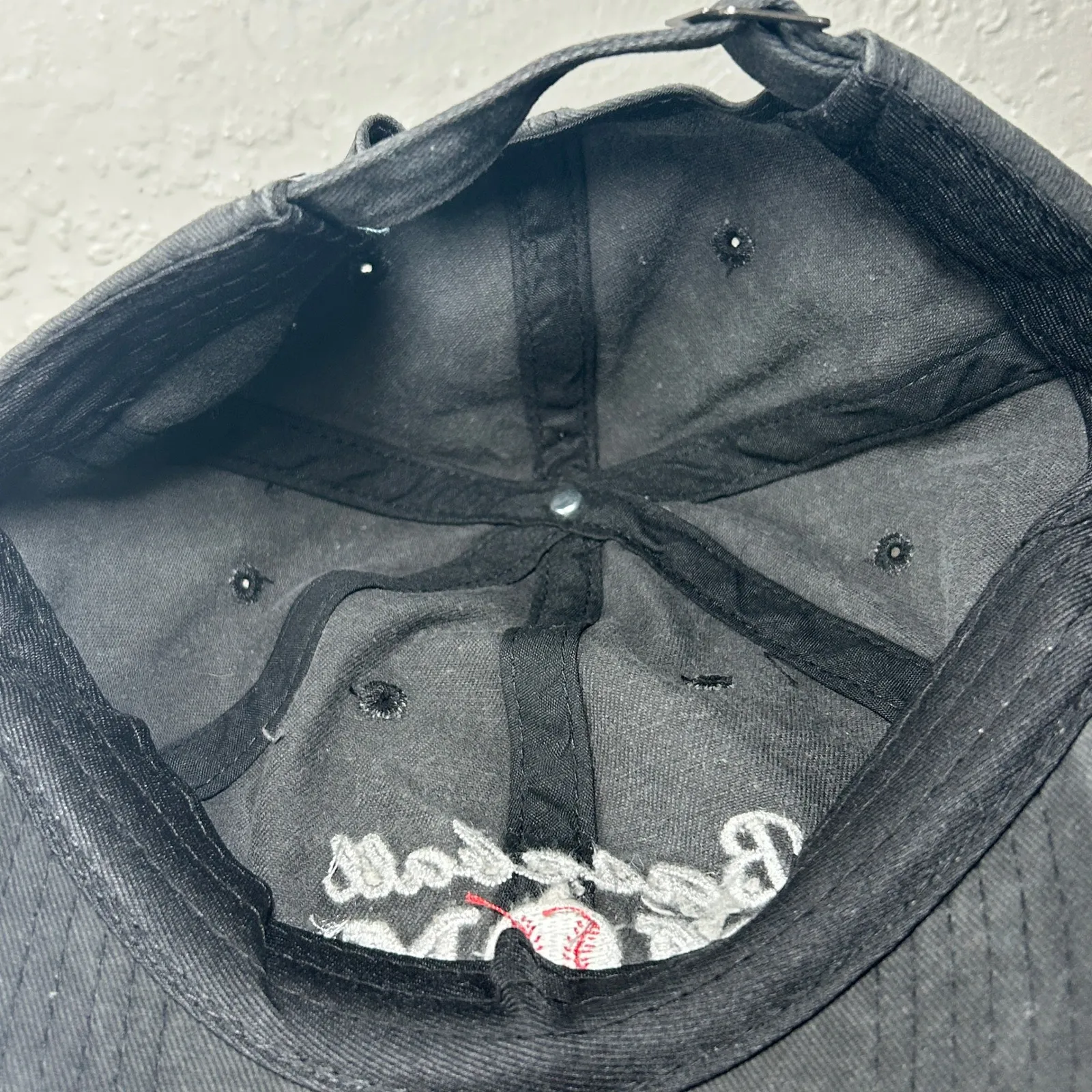 Baseball Mom Hat Distressed Black Embroidered Adjustable Cap Women‎ - Image 3