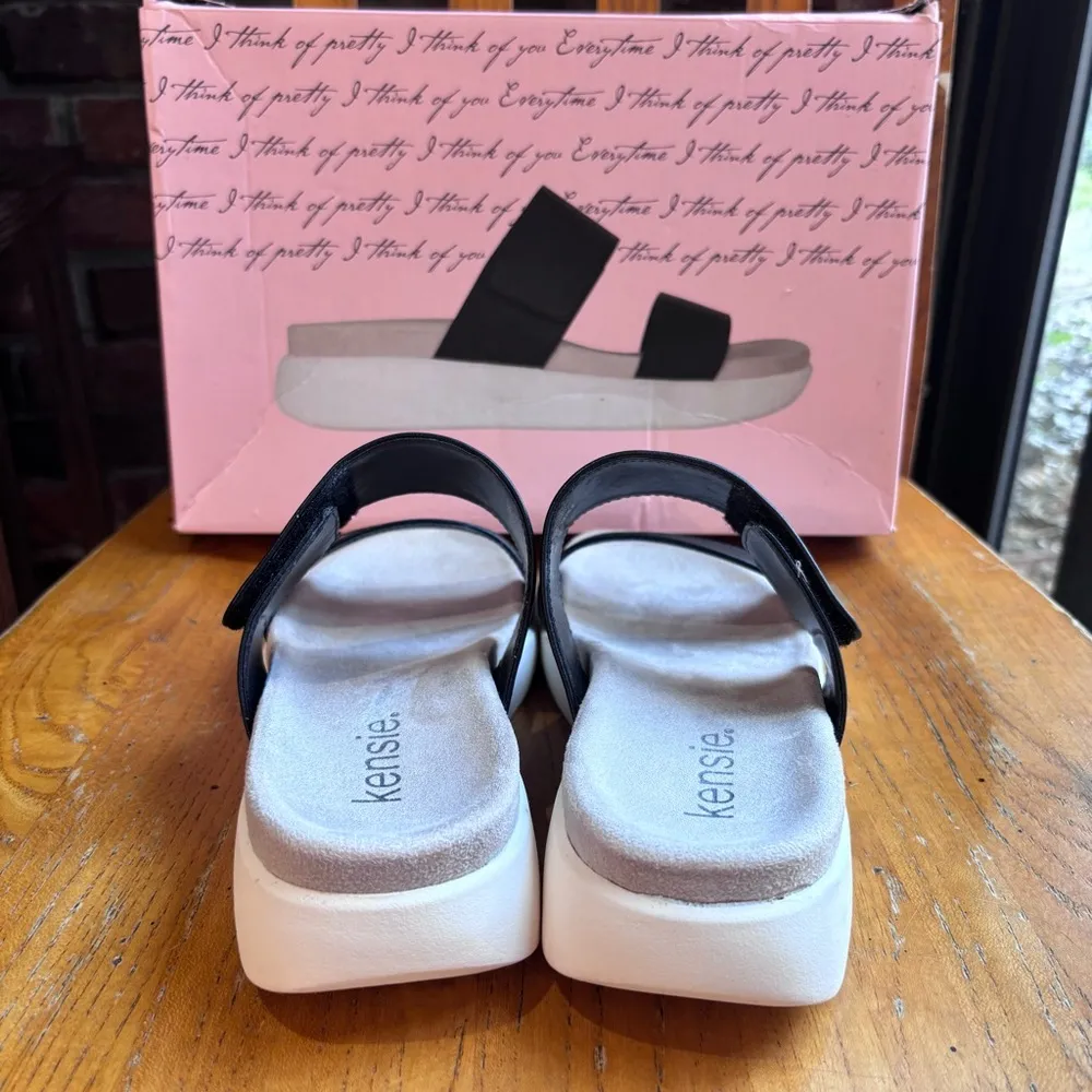 Kensie womens Jipsy adjustable slip on slides sandals black 7 - Image 3