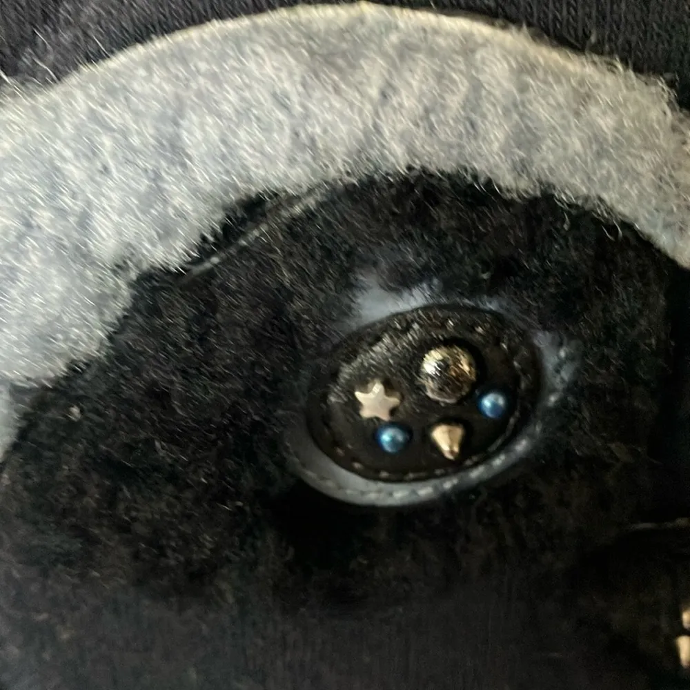 Coach: Navy Blue sweatshirt- Raccoon Design- Leather & Shearling- XS - Image 9