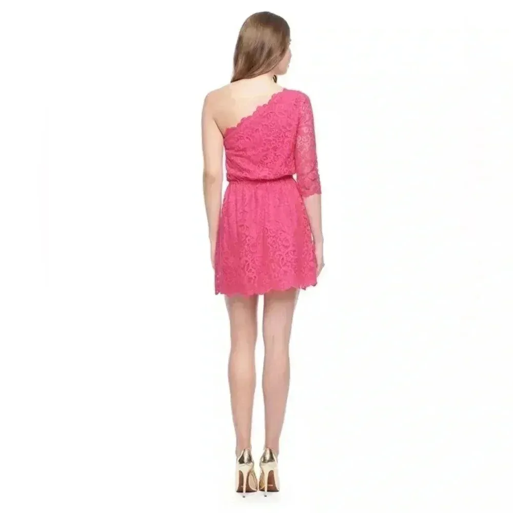Juicy Couture One Shoulder Lace Cocktail Dress Pink Starlet Women’s Size 2 - Image 4