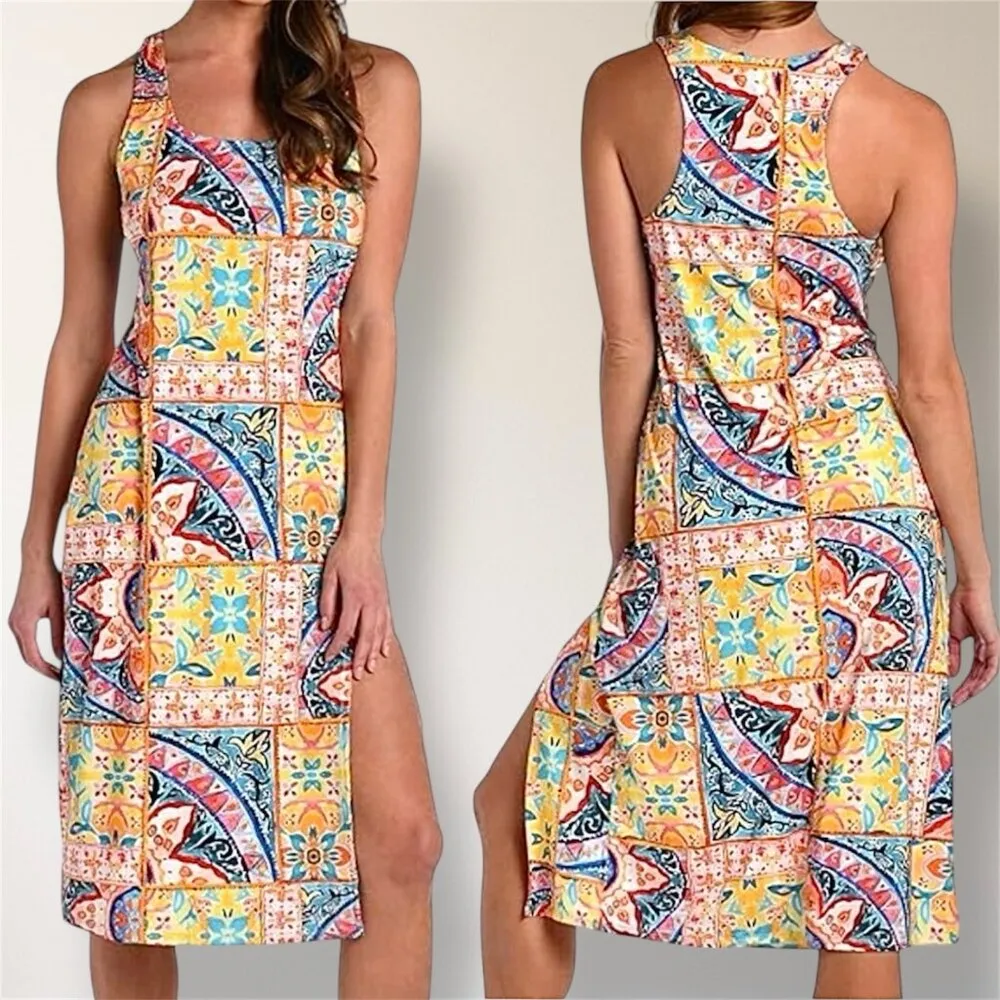 La Blanca XL Patchwork Midi Cover-Up Dress Resort Vacation Travel Beach Cruise - Image 2
