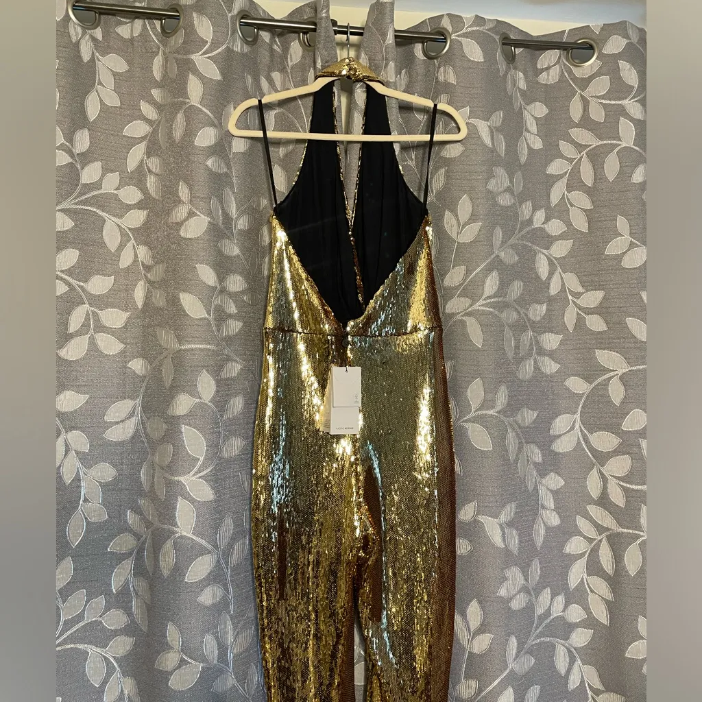 Nadine Merabi Tianna Gold Jumpsuit Size 8 - Image 12