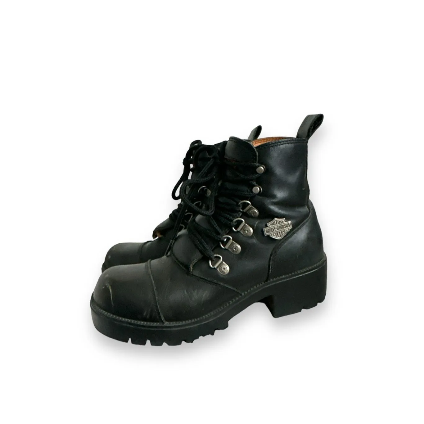 Vintage Y2K‎ Harley Davidson Chunky Leather Lave Up Riding Moto Boots Women's sz Black Size 7 - Image 2