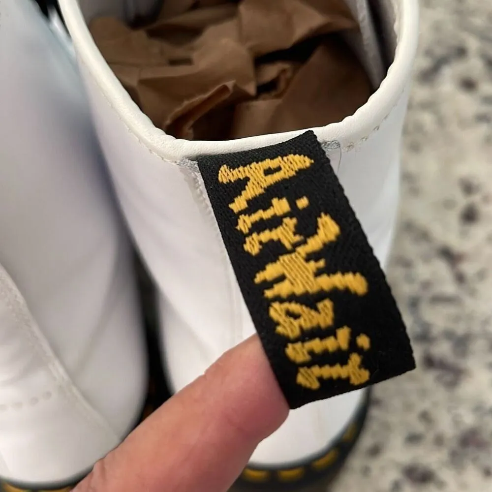 Dr Martens Womens Virginia Leather Airwair Lace-up Combat Boots Softy White Sz 8 - Image 7