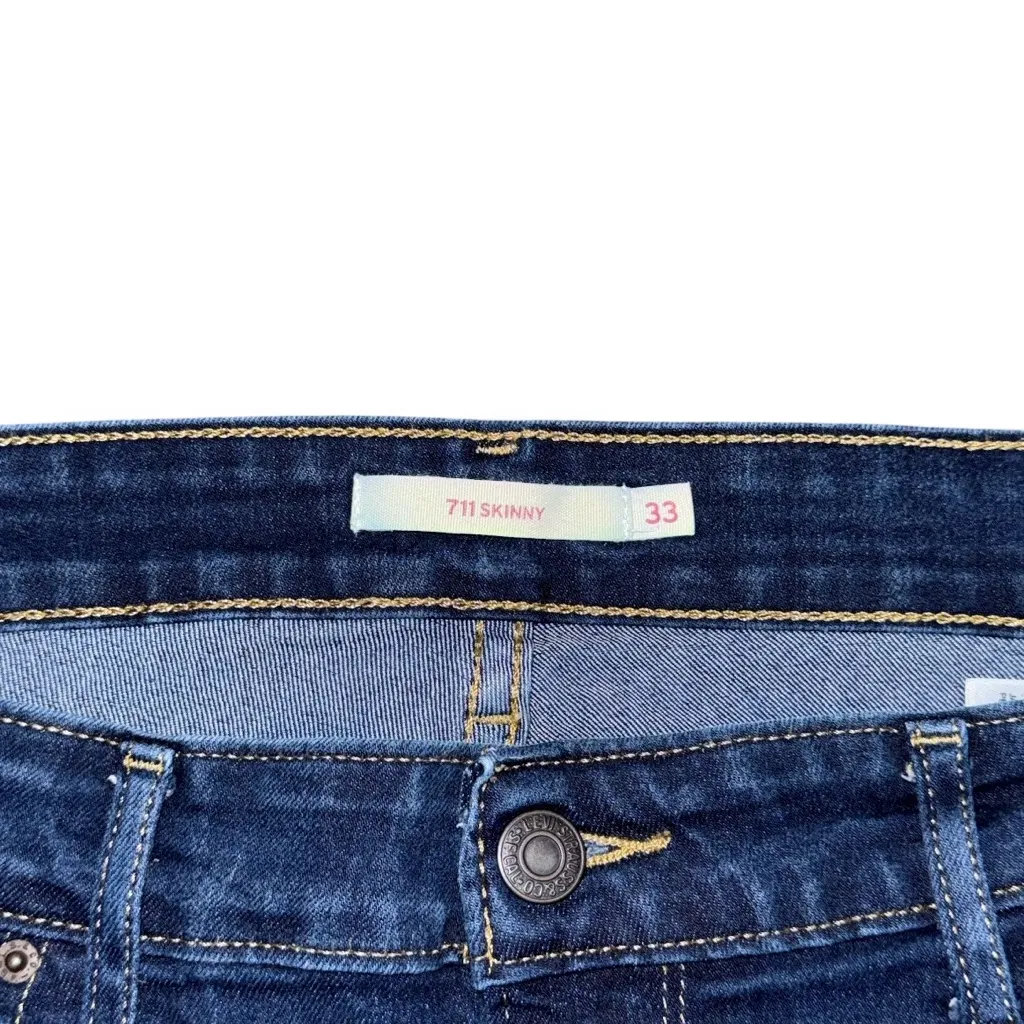 Levi’s 711 Skinny Jeans Indigo Ridge Dark Wash Sz 33 x 30 Mid Rise Stretch Denim - Image 7