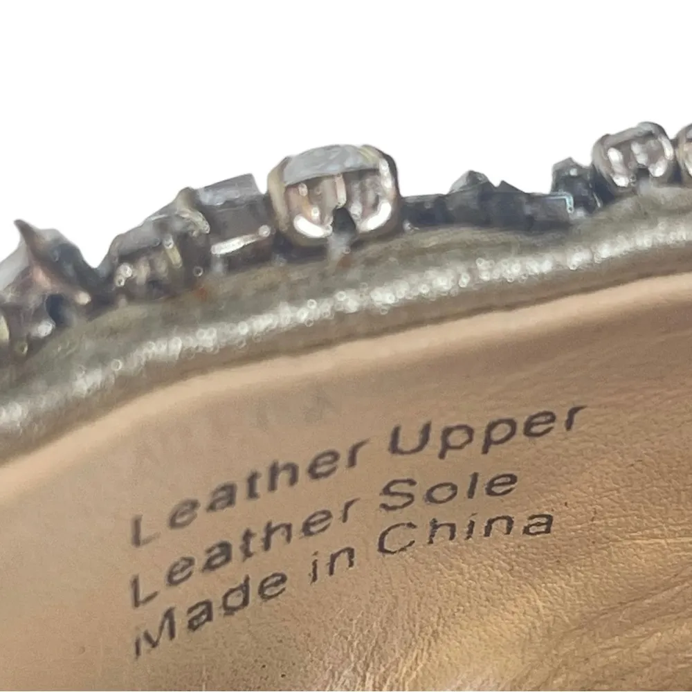 ❧ Barby Crystallized Heeled Sandals ❧ Gold Shimmery Leather ❧ 8M - Image 13