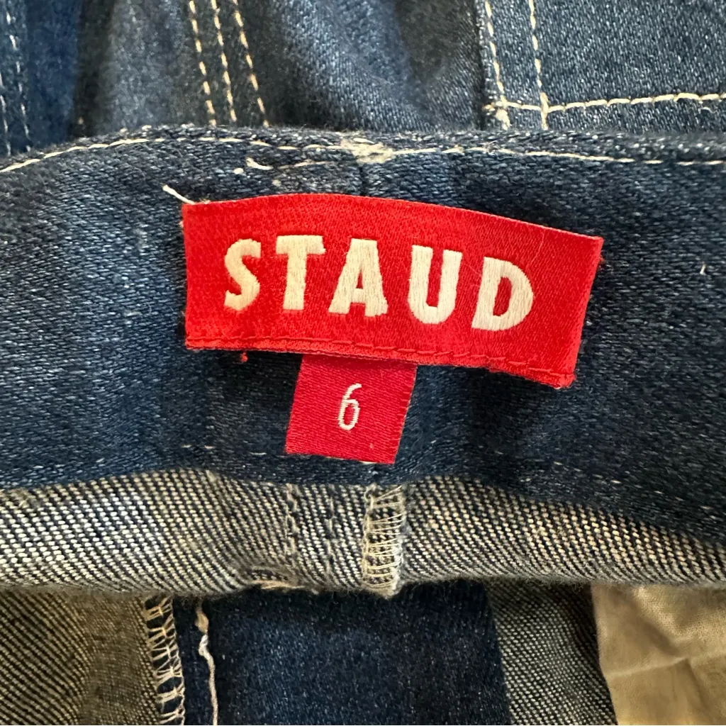 STAUD High Rise Wide Leg Cargo Jeans Painter Pant Size 6 Blue - Image 11