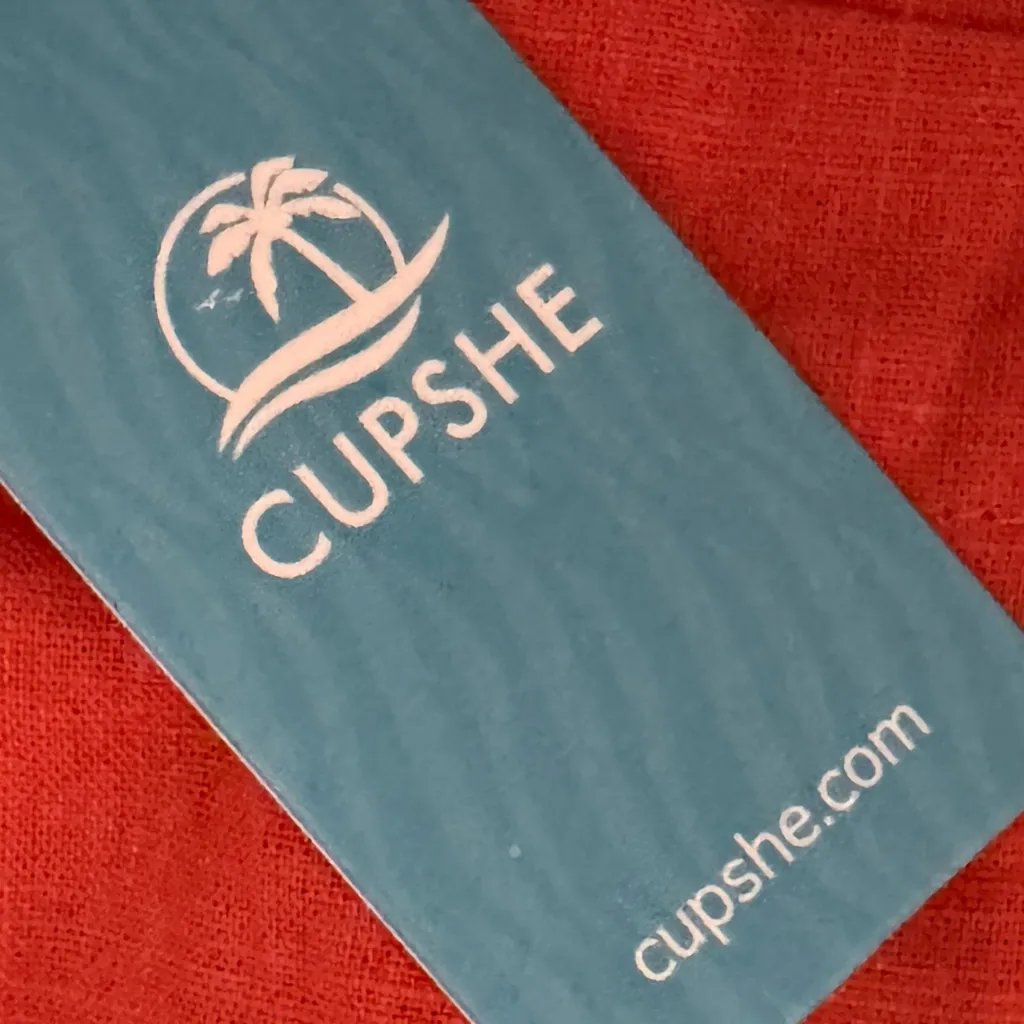 CUPSHE Women’s Cotton Romper Button Accents Tie Waist Shorts Size M Orange - Image 5