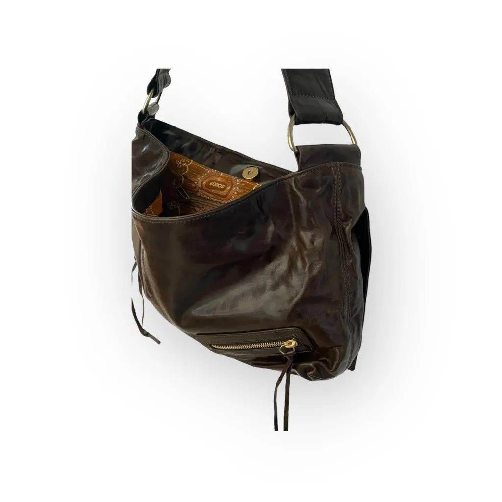 new Emily by Emily ༄ Washed Leather Studded Handbag Bag ༄ Shiny Integral Brown - Image 9