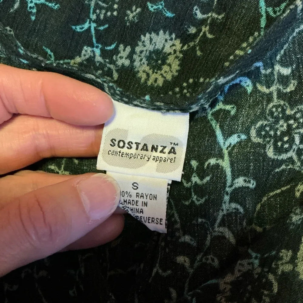 Vtg 90s bright floral tank top Green Size M - Image 3