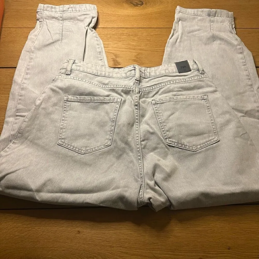 Zara jeans mom high rise oversized acid wash  gray 6 - Image 6