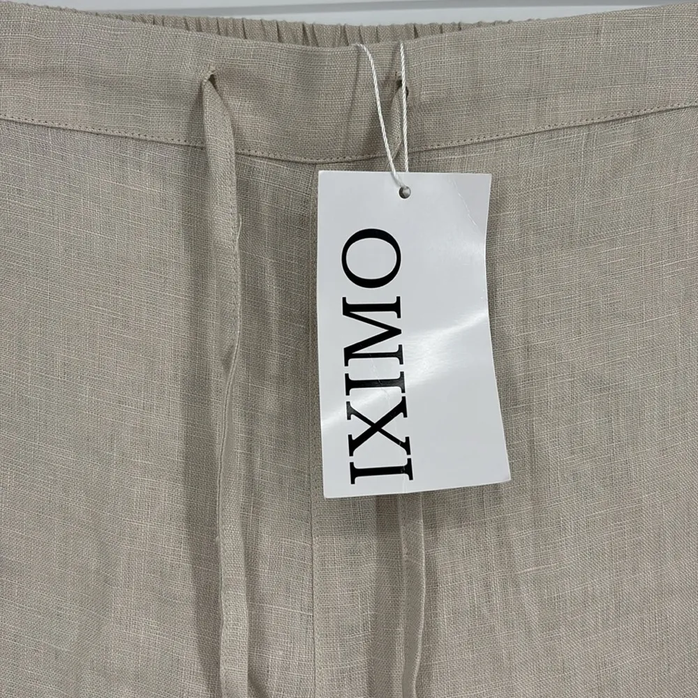 Iximo 100% Linen Paperbag Pants Women’s Size XXL in Light Tan Khaki New w/ tags! - Image 4