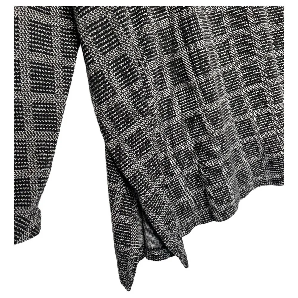 J Jill Top Womens 2X Windowpane Round Neck Long Sleeve Pullover Black Gray - Image 3