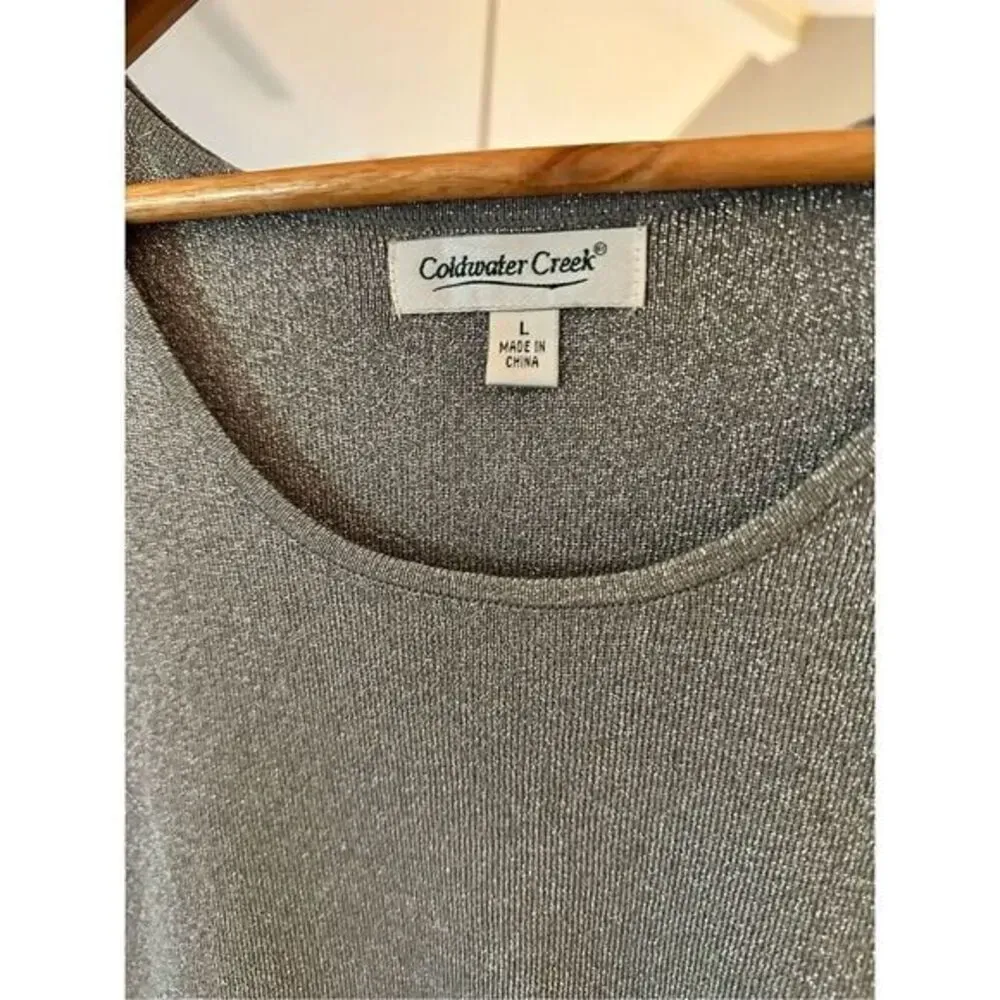 Coldwater Creek Silver Metallic‎ Sweater Size Large - Image 3