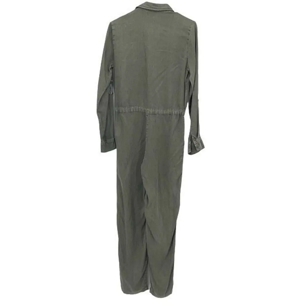 Wash Lab Womens Cinched Waist Chambray Wake Me up Jumpsuit Army Green‎ XS NWT Green - Image 6