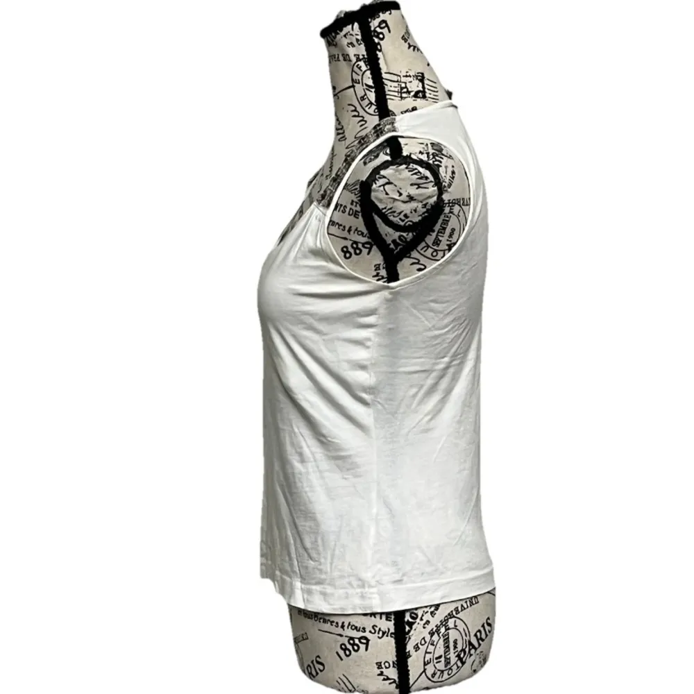 Mexx Cropped Ivory Blouse Sequin Ethereal Preppy Coastal Capsule Beachy Boho XS White - Image 3