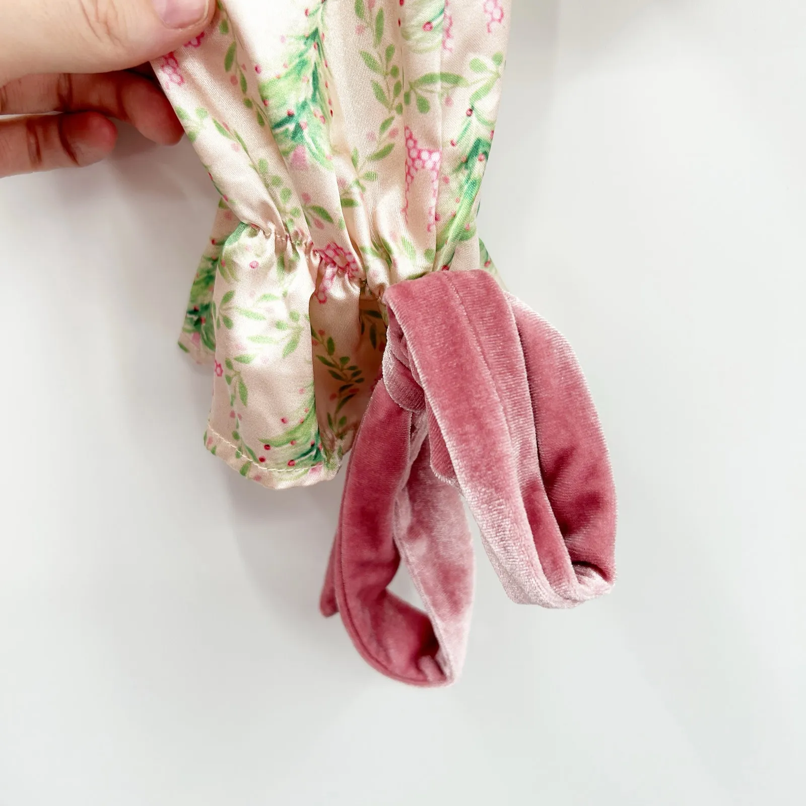 Womens Christmas Holiday Satin Christmas Tree Bow Tie Sleeve Pajama Top Size M Pink Size M - Image 5