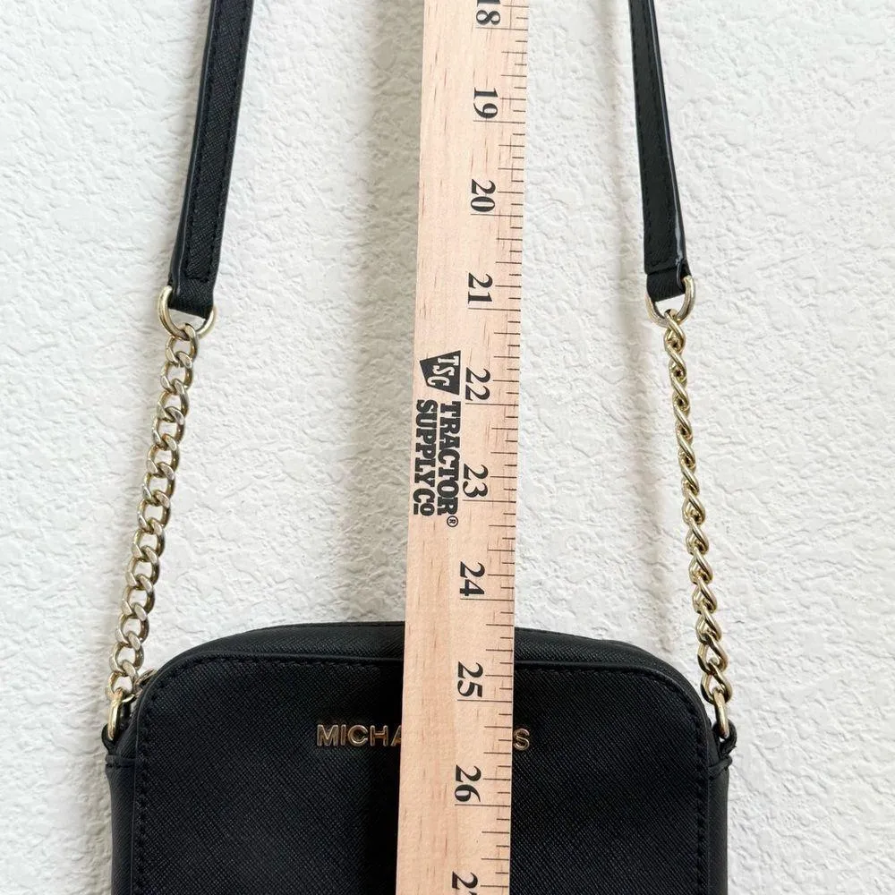 MICHAEL KORS Black Saffiano Leather Jet Set Mini Crossbody Bag 5”X 6.5” - Image 7