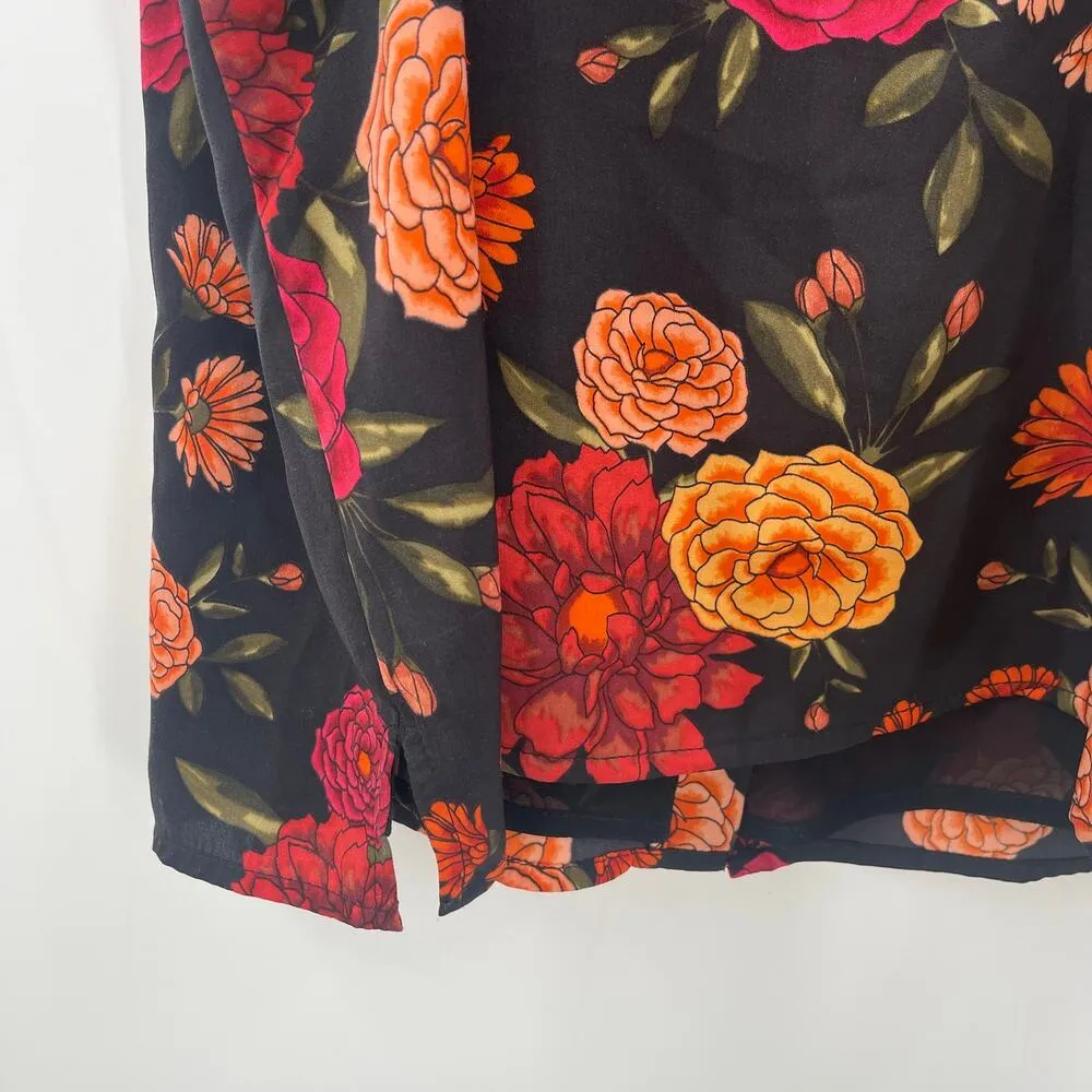 CUPCAKES & CASHMERE Tank Size Extra Small Floral Button Black Office Work - Image 10