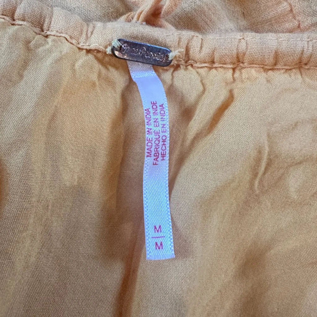 FREE PEOPLE Marina Tie Back Cotton Crinkle Babydoll Dress Yellow / Gold Medium - Image 14